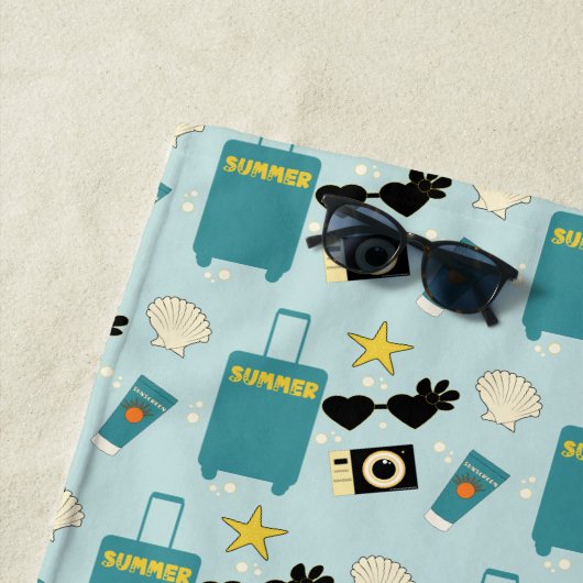 Cute Summer Vacation Elements Beach Towel ビーチタオル (インサイチュ)