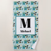 Cute Summer Vacation Elements Beach Towel ビーチタオル (正面)