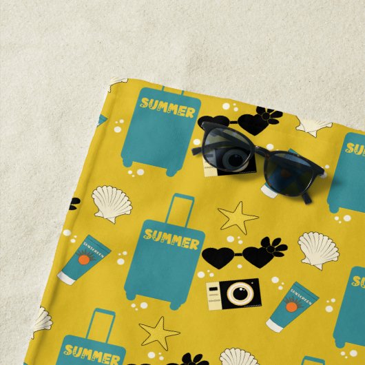 Cute Summer Vacation Elements Beach Towel ビーチタオル (インサイチュ)