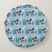 Cute Summer Vacation Elements Round Pillow ラウンドクッション (裏面)