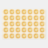Cute Sun Bunny Flower Pattern Gift Wrap ラッピングペーパーシート (正面)