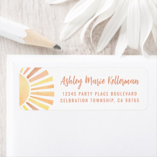 Cute Sun Return Address ラベル (インサイチュ)