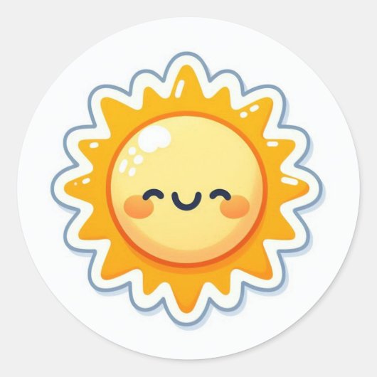 cute sun sticker ラウンドシール (正面)