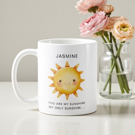 Cute Sun Watercolor "You Are My Sunshine" Text コーヒーマグカップ