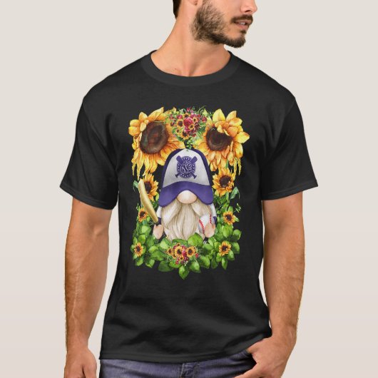 Cute Sunflower Baseball Gnome For Women And Baseba Tシャツ (正面)