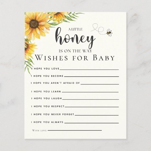 Cute Sunflower Bee Baby Shower (正面)