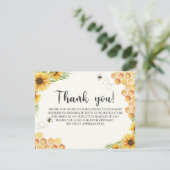 Cute Sunflower Bee Baby Shower サンキューカード (スタンド正面)