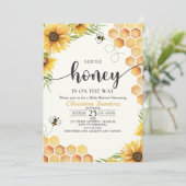 Cute Sunflower Bee Baby Shower 招待状 (スタンド正面)