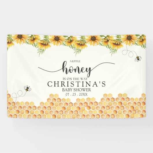 Cute Sunflower Bee Baby Shower 横断幕 (横)