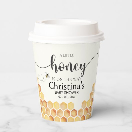 Cute Sunflower Bee Baby Shower 紙コップ (裏面)