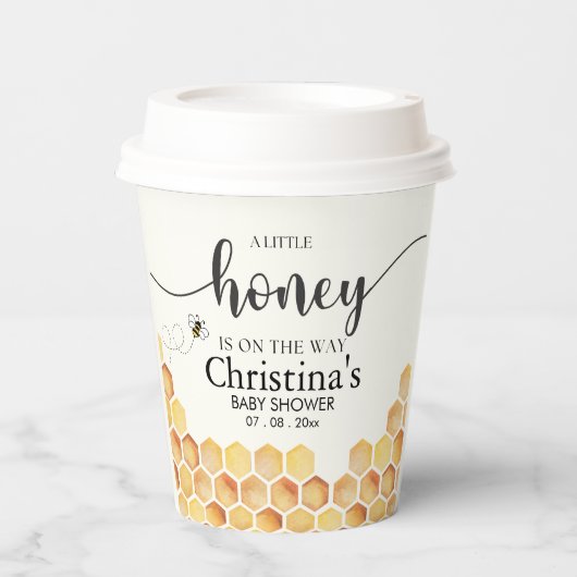 Cute Sunflower Bee Baby Shower 紙コップ (正面)