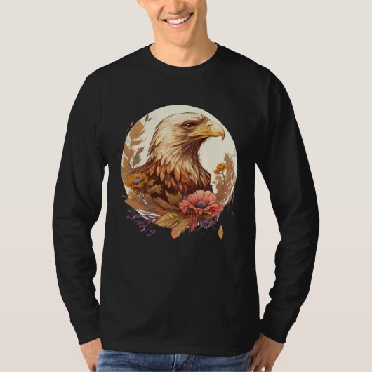 Cute Sunflower Eagle Floral Birding Ornithology Tシャツ (正面)