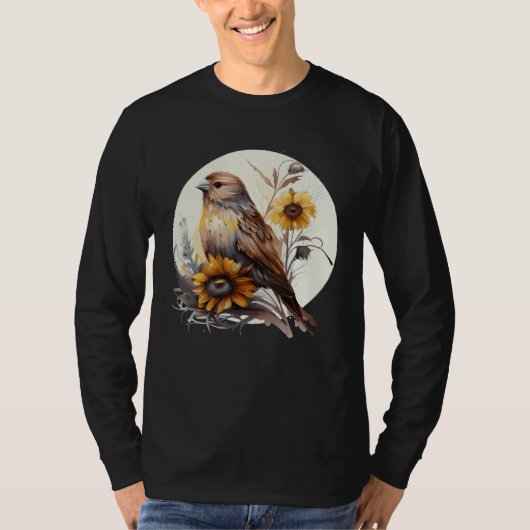 Cute Sunflower Finch Ornithologist Birding Bird Wa Tシャツ (正面)