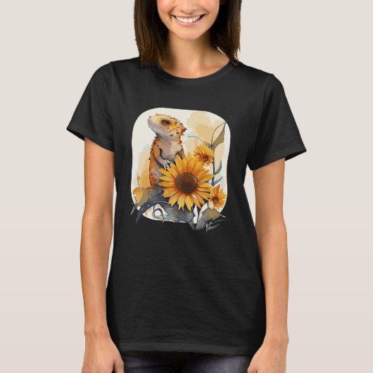 Cute Sunflower Gecko Leopard Gecko Reptile Lizard Tシャツ (正面)