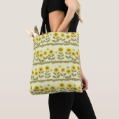 Cute sunflowers and bees seamless pattern トートバッグ (クローズアップ)