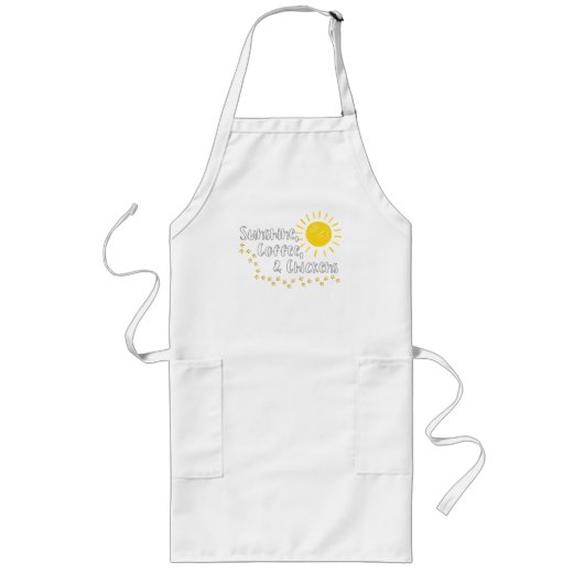 Cute Sunshine, Coffee and Chickens Apron ロングエプロン (正面)