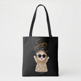 Cute "Super Girl" Illustration Tote Unique Islamic トートバッグ