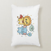Cute Superhero Lion and Elephant Friends Cartoon アクセントクッション (正面(垂直))