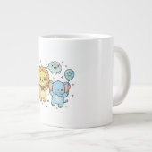 Cute Superhero Lion and Elephant Friends Cartoon ジャンボコーヒーマグカップ (正面右)