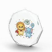 Cute Superhero Lion and Elephant Friends Cartoon フォトブロック (右)