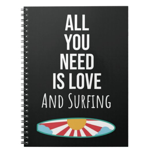 Cute Surfing Gifts Surfboard Surfer Summer Wave ノートブック (正面)