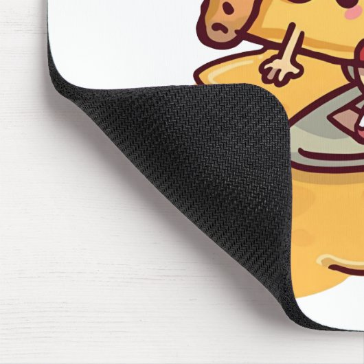 Cute Surfing Pizza Slice Mousepad  マウスパッド (コーナー)