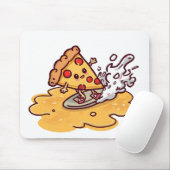 Cute Surfing Pizza Slice Mousepad  マウスパッド (マウス)