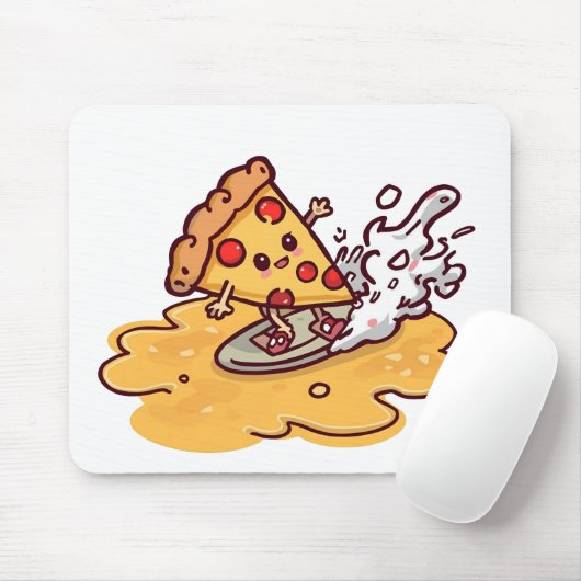 Cute Surfing Pizza Slice Mousepad  マウスパッド (マウス)