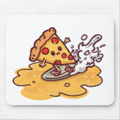 Cute Surfing Pizza Slice Mousepad  マウスパッド (正面)