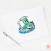 Cute surgeon chibi sticker kawaii medical ラウンドシール (封筒)