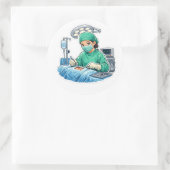 Cute surgeon chibi sticker kawaii medical ラウンドシール (バッグ)