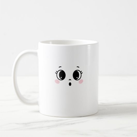 Cute Surprised Anime Face Coffee Mug  コーヒーマグカップ (左)