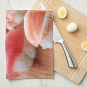 Cute Sushi Bites on Wooden Plate キッチンタオル (四つ折り)