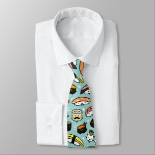 Cute Sushi Characters Fun Novelty Patterned Tie ネクタイ