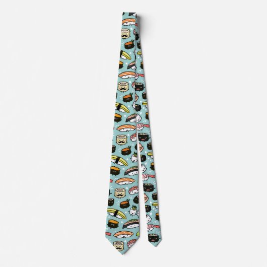 Cute Sushi Characters Fun Novelty Patterned Tie ネクタイ (正面)