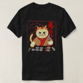 Cute Sushi Chef Cat Tシャツ (デザイン正面)