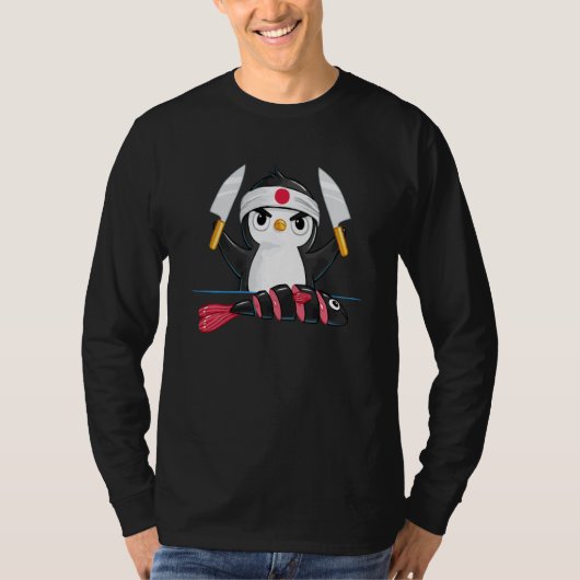 Cute Sushi penguin Animal Pet Japan Food Tシャツ (正面)