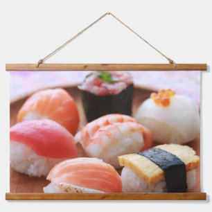 Cute Sushi Platter Tapestry – Japanese Delight 吊り下げ型タペストリー