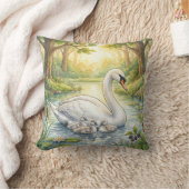 Cute Swan And Babies River and Lake Animals  クッション (ブランケット)