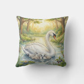 Cute Swan And Babies River and Lake Animals  クッション (裏面)