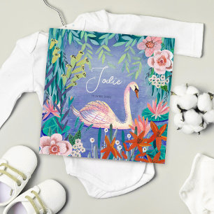 Cute Swan Bird Birth Announcement サンキューカード