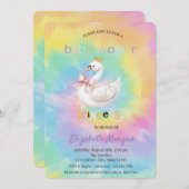 Cute Swan Crown Bow Tie Dye Baby Shower  招待状 (正面/裏面)