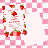 cute Sweet Berry First Birthday Invitation Girl 招待状