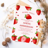 cute Sweet Berry First Birthday Invitation Girl 招待状