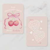 Cute, sweet cherries and bow classroom Valentine ノートカード (正面/裏面)