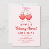 cute Sweet Cherry Birthday Invitation Girl 招待状 (正面)