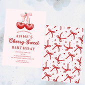 cute Sweet Cherry Birthday Invitation Girl 招待状