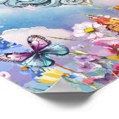 Cute Sweet Dreams Floral Sun, Stars & Moon  ポスター (角)