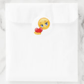 cute sweet emoji love hearts kiss classic round ラウンドシール (バッグ)
