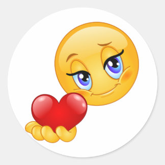 cute sweet emoji love hearts kiss classic round ラウンドシール